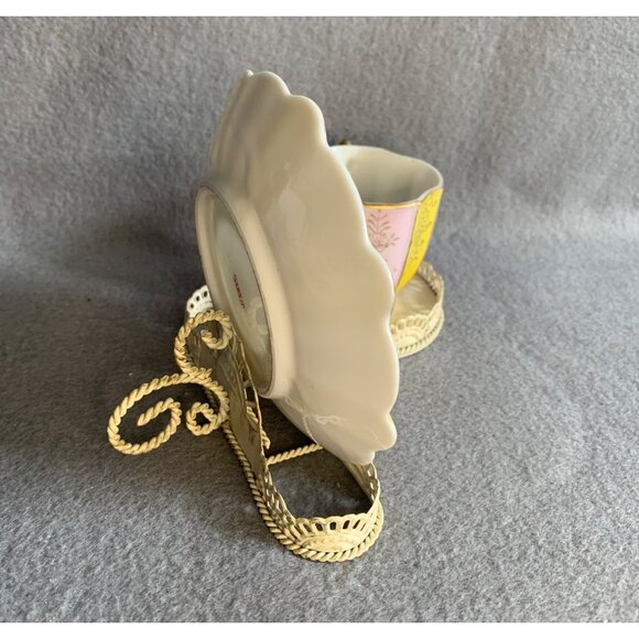 Pink and Yellow with Gold Accents Tea Cut and Saucer set Japan - Picture 5 of 11